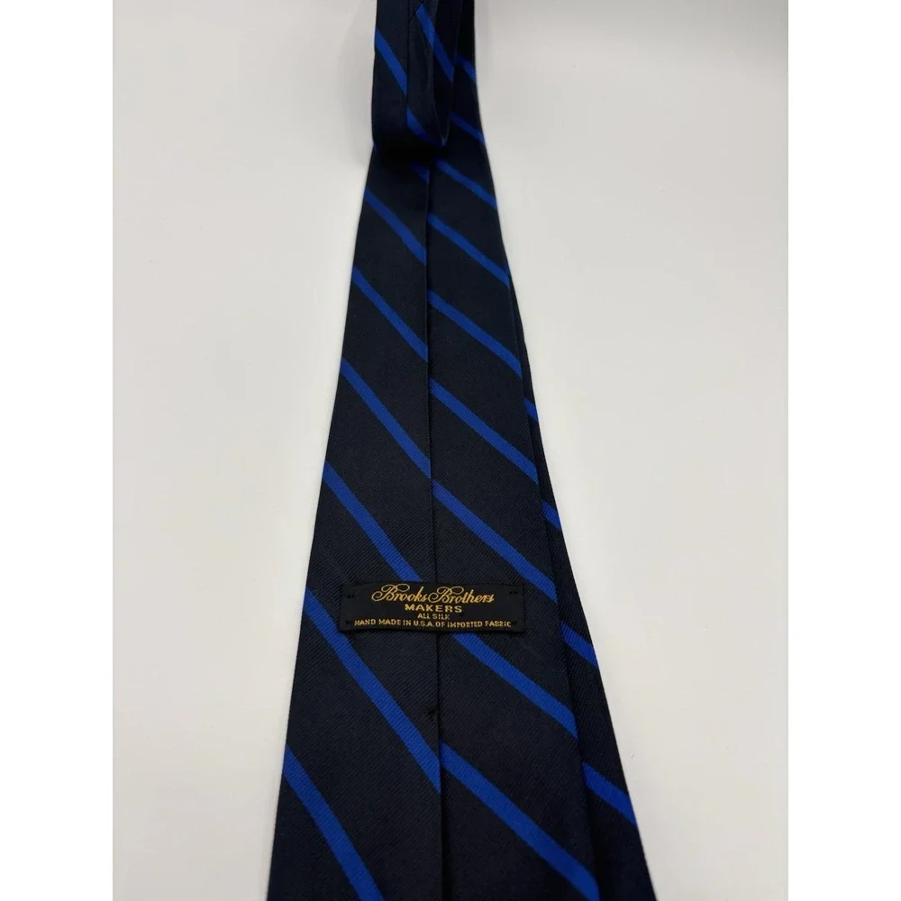 Brooks Brothers Makers Silk Tie Navy Royal Blue Striped 63